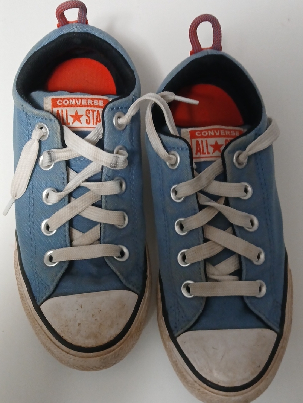 Converse Kids Light Blue Low-Top Canvas Sneakers with Orange Tongue